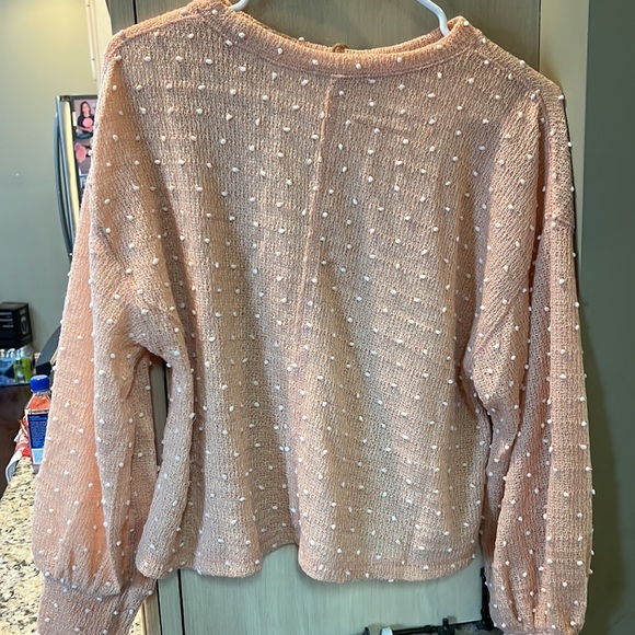 New In, blush colored, dotted sweater. - Picture 2 of 4